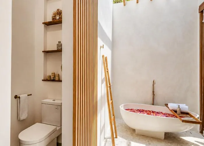 Villa Coco 1br Private Pool In Pererenan With Skylight Bathtub